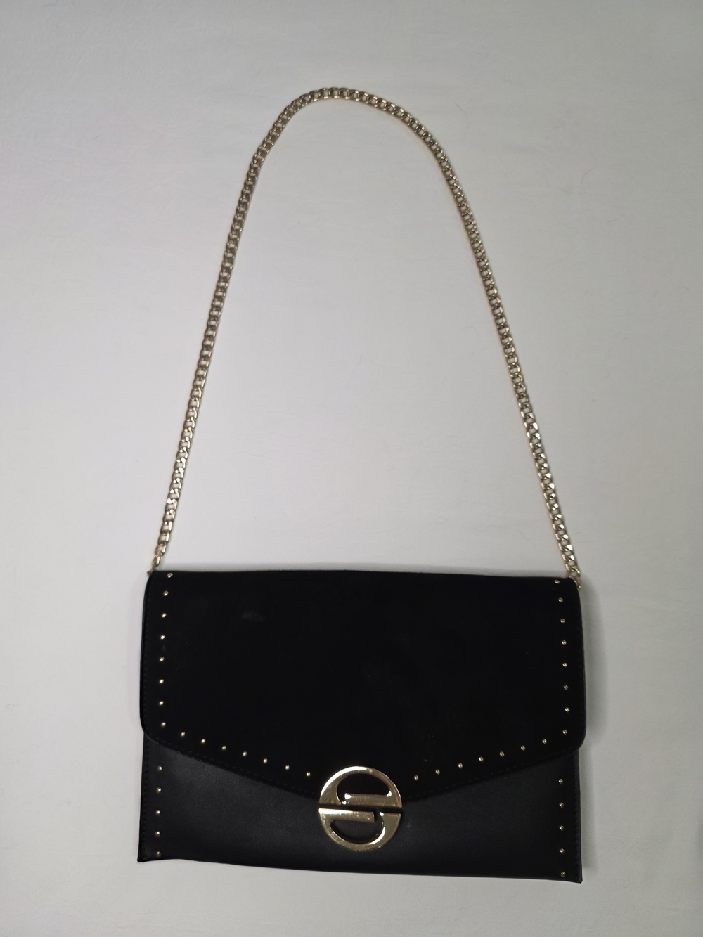 Topshop Black Faux Leather & Suede Crossbody / Shoulder Bag